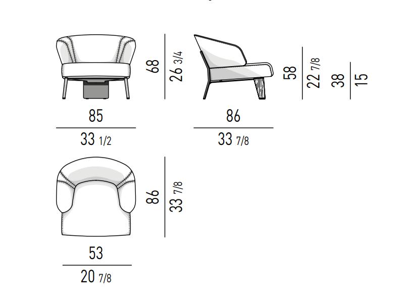 Modern Fabric Lounge Black Armchair with Wood Accents and Bronze Frame
