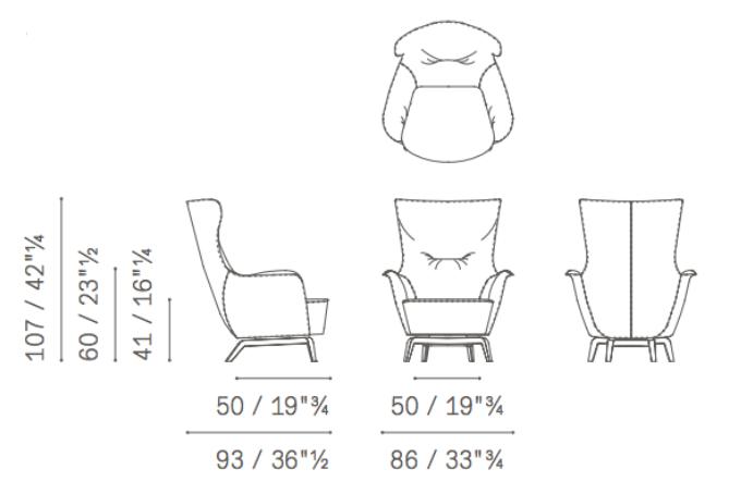 Blue Lounge Chair with Solid Wood Base Premium Leather Upholstery and Adjustable Headrest