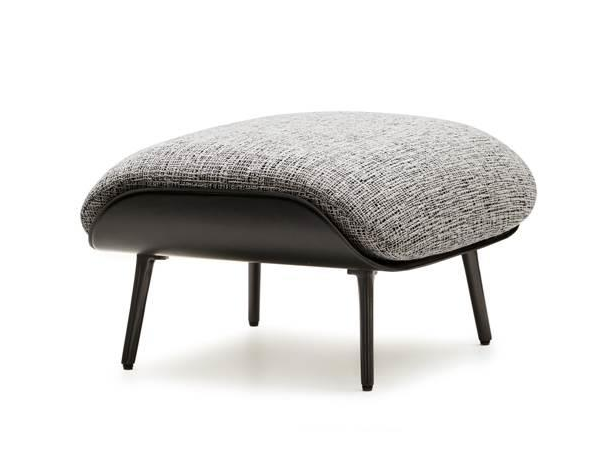 Saddle-hide Leather Fabric Armchair with Footrest