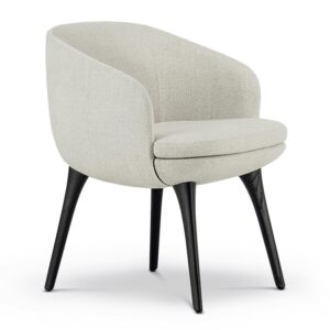 Boucle Upholstered Dining Chair with Black Tapered Legs