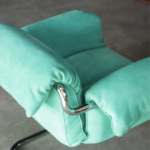 Light Gray Leather Accent Chair with Curved Chrome Metal Frame