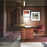 Light Gray Leather Accent Chair with Curved Chrome Metal Frame