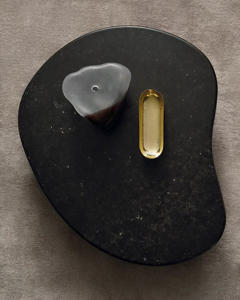 Organic Shape Marble Coffee Table White Travertine Nesting