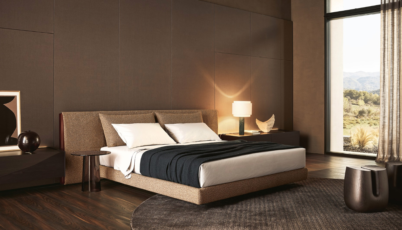 Modern Fabric Bed Queen King Size with upholstered headboard