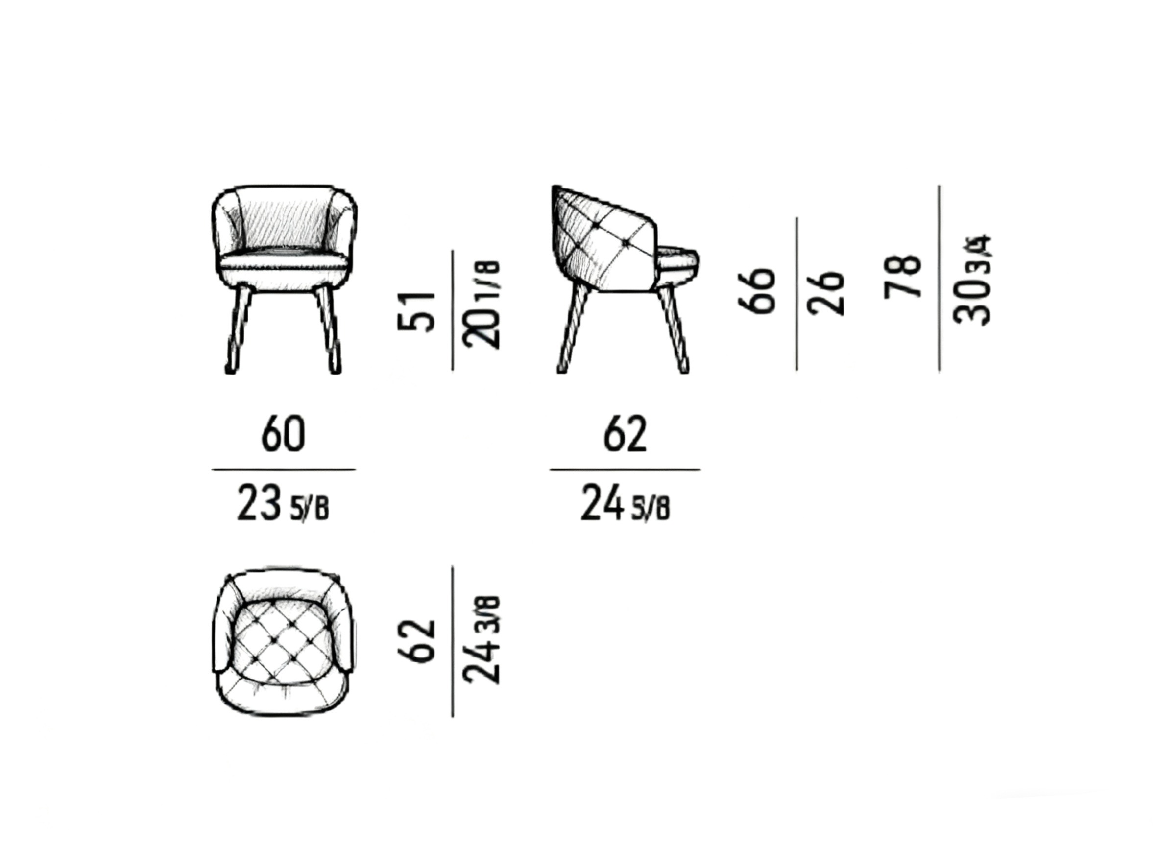 Boucle Upholstered Dining Chair with Black Tapered Legs