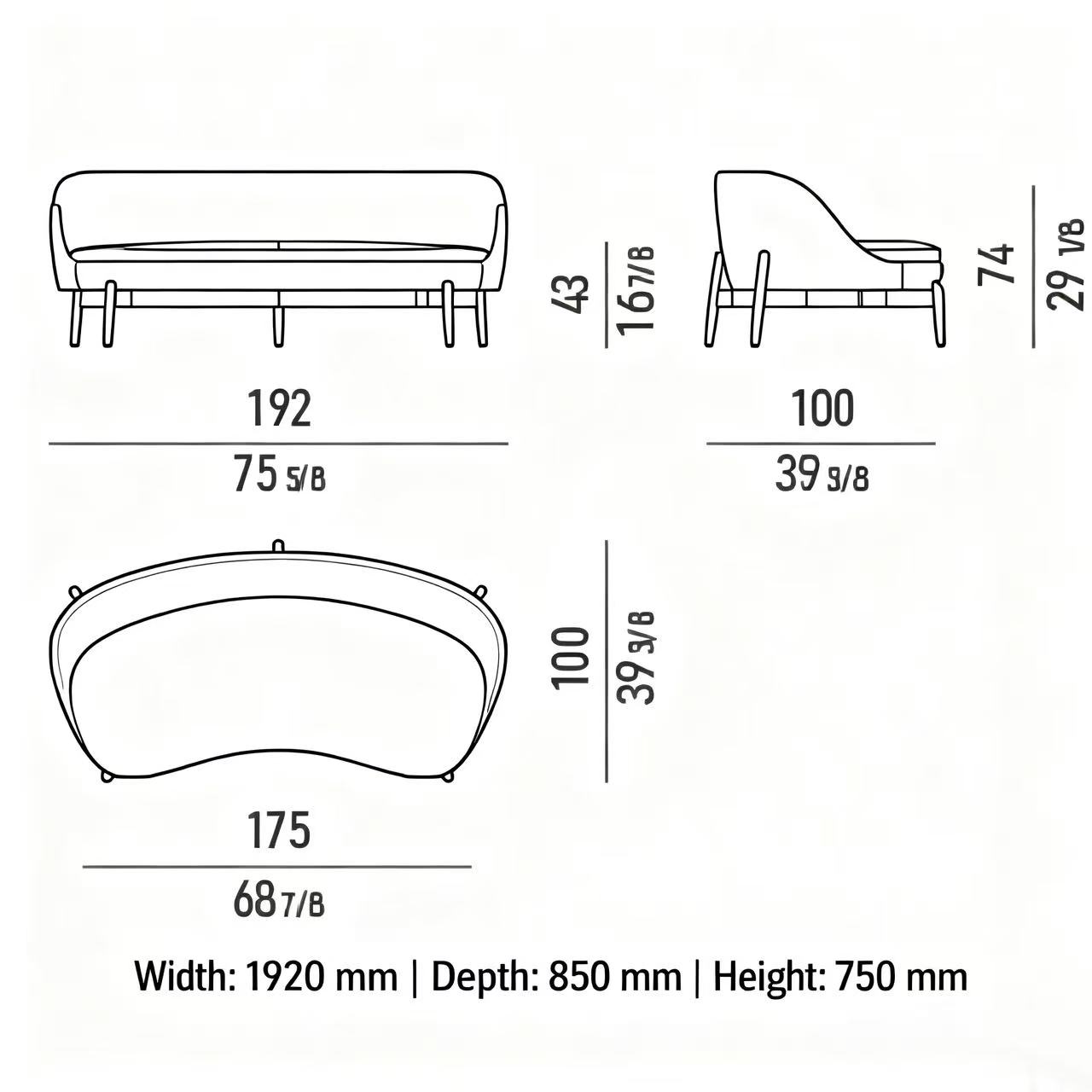 Modern Sofa with Removable Upholstery Solid Wood Legs and Swivel Base