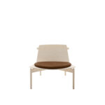 Minimalist Plywood Lounge Chair Light Wood Frame Brown Leather Cushion