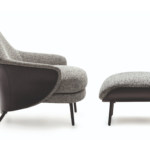 Saddle-hide Leather Fabric Armchair with Footrest