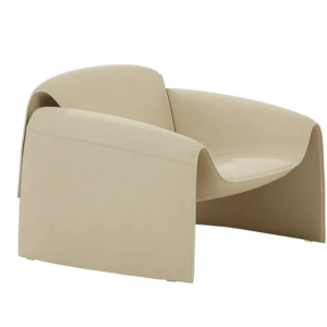 Modern Club Armchair Contemporary Curved Design Leather Upholstery Steel Frame