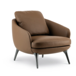 Luxury Leather Lounge Brown Armchair with Armrests