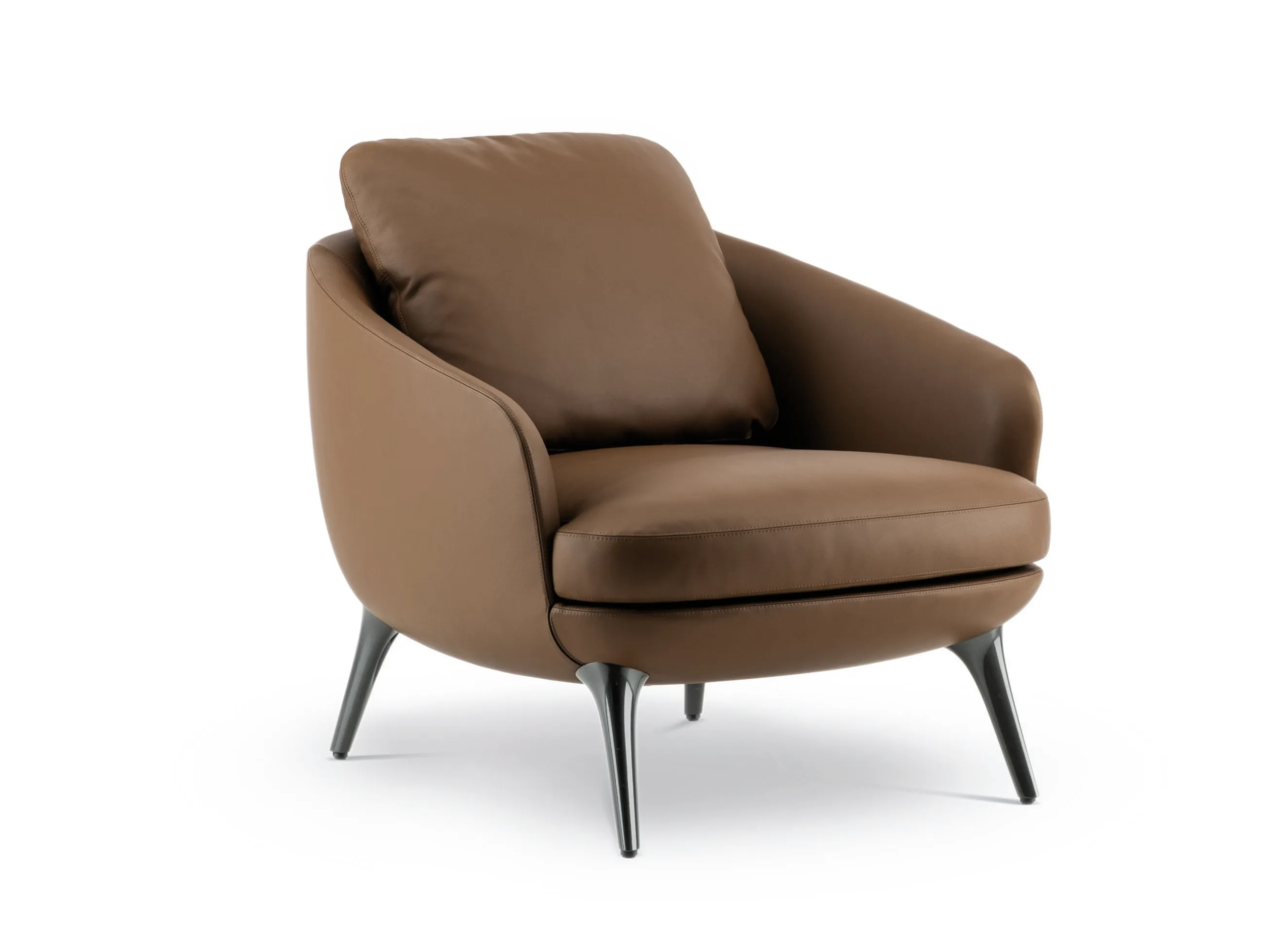 Luxury Leather Lounge Brown Armchair with Armrests