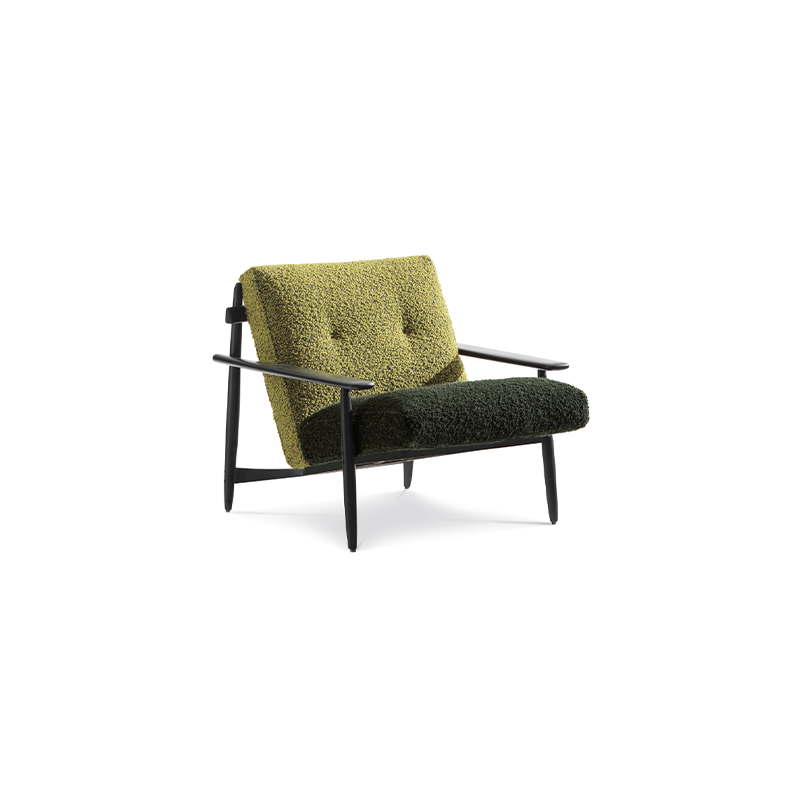 Contemporary Design Solid Wood Olive Green Armchair