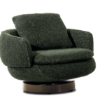Modern Swivel Green Armchair with Temperature Sensitive Seat and Removable Upholstery