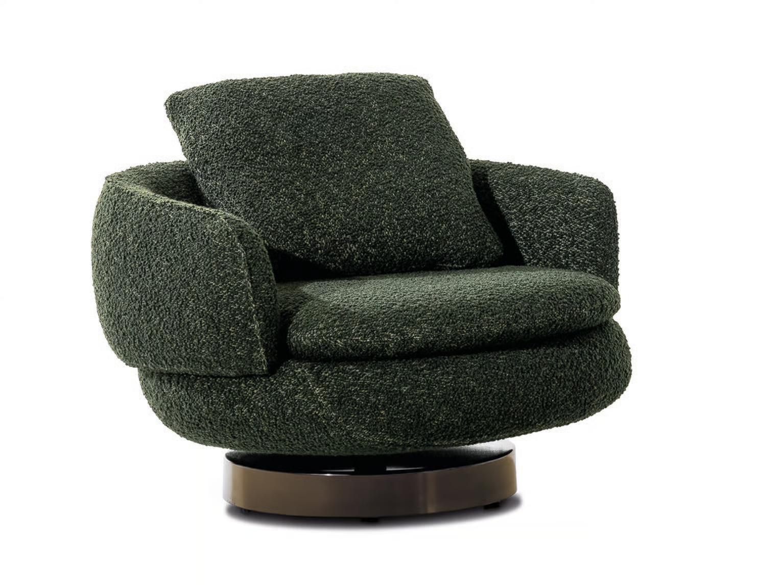 Modern Swivel Green Armchair with Temperature Sensitive Seat and Removable Upholstery