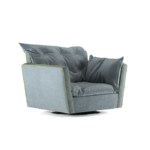 Light Gray Modern Swivel Armchair with Tufted Cushion & Decorative Stitching