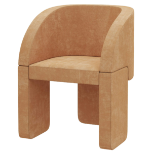 Curved Back Modern Upholstered Accent Chair in Beige Suede Fabric
