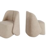 Cozy Beige Curved Back Accent Chair Plush Upholstered Modern Lounge Seat