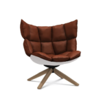 Soft Plush Wingback Swivel Armchair with Wood Base