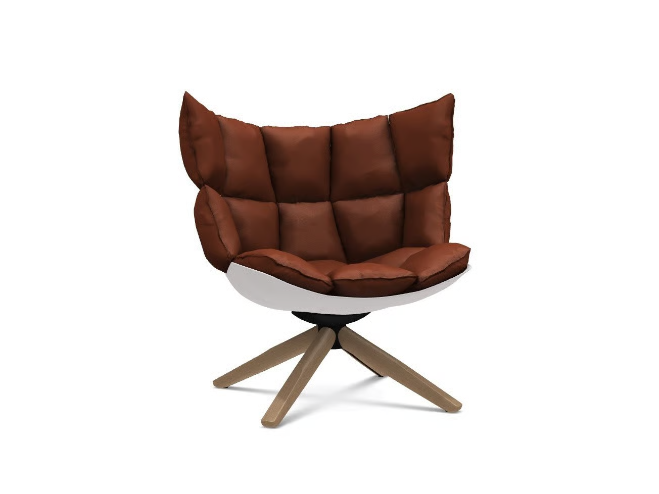 Soft Plush Wingback Swivel Armchair with Wood Base