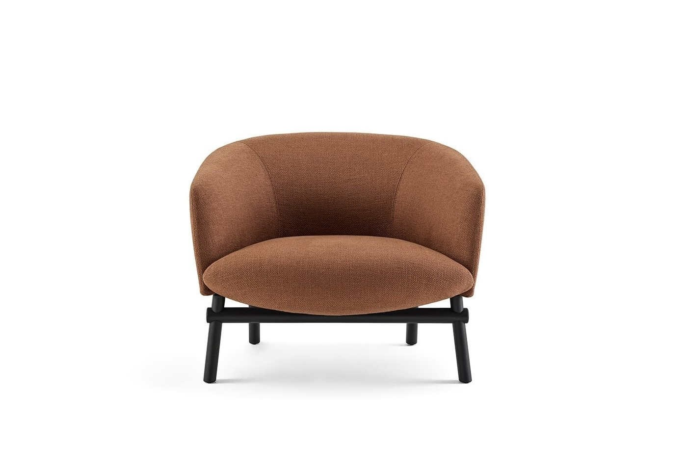 Curved Upholstered Swivel Armchair Linen Fabric Modern Comfortable Accent Chair