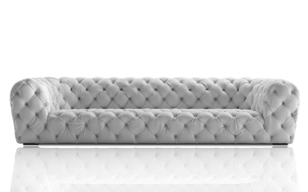 Hand Tufted Chesterfield Sofa Soft Leather Rounded Modern Design