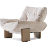 Luxury Armchair with Goose Down Quilting and Removable Leather Upholstery