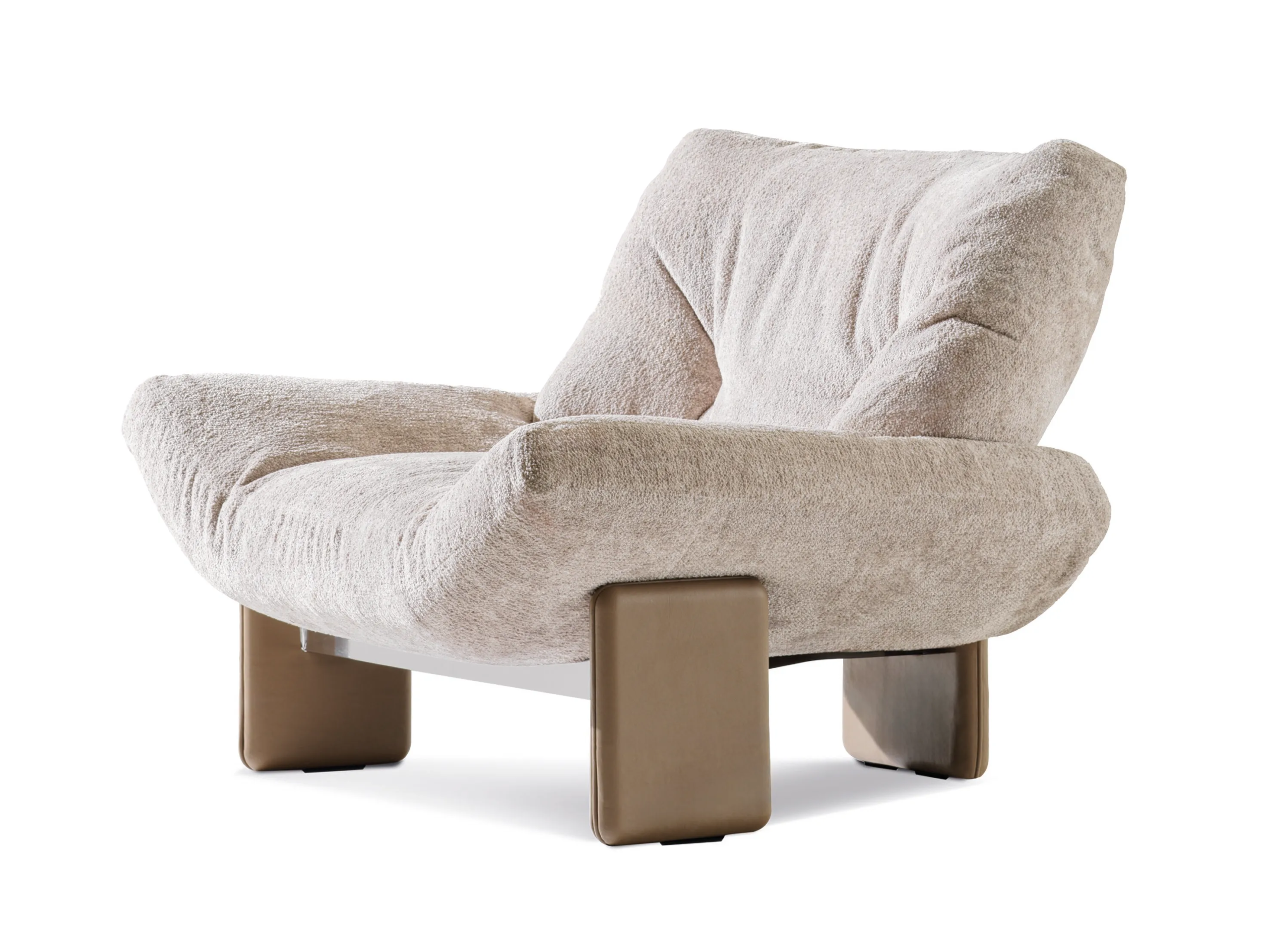 Luxury Armchair with Goose Down Quilting and Removable Leather Upholstery