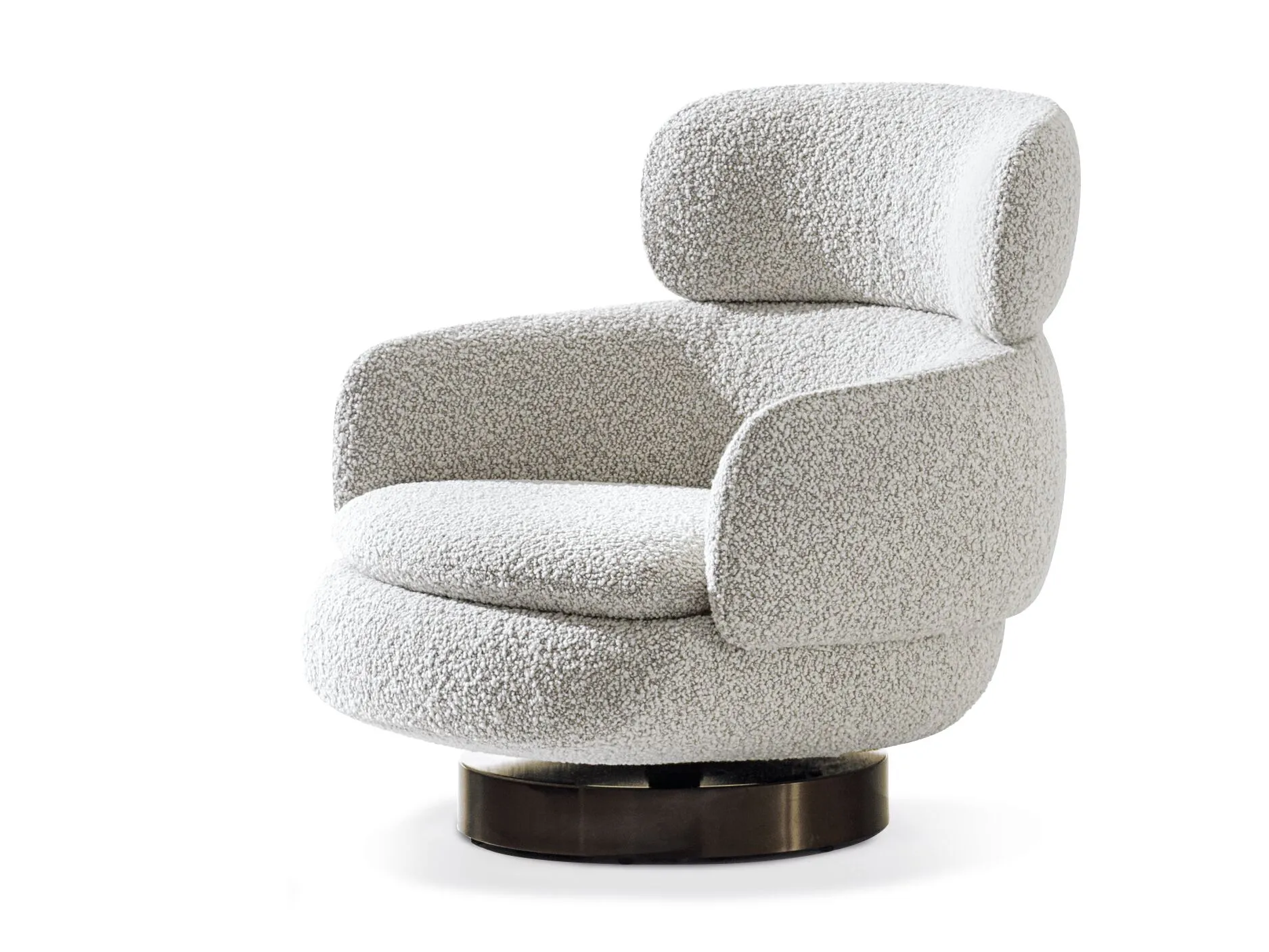 Modern Swivel White Armchair with headrest and Footstool Base