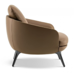 Luxury Leather Lounge Brown Armchair with Armrests