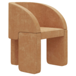 Curved Back Modern Upholstered Accent Chair in Beige Suede Fabric