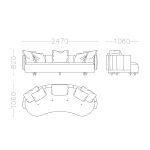 Double Armrest Four Seater with Curved
