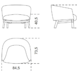 Curved Upholstered Swivel Armchair Linen Fabric Modern Comfortable Accent Chair