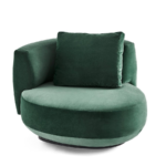 Emerald Velvet Swivel Accent Chair with Lumbar Pillow Modern Curved Design