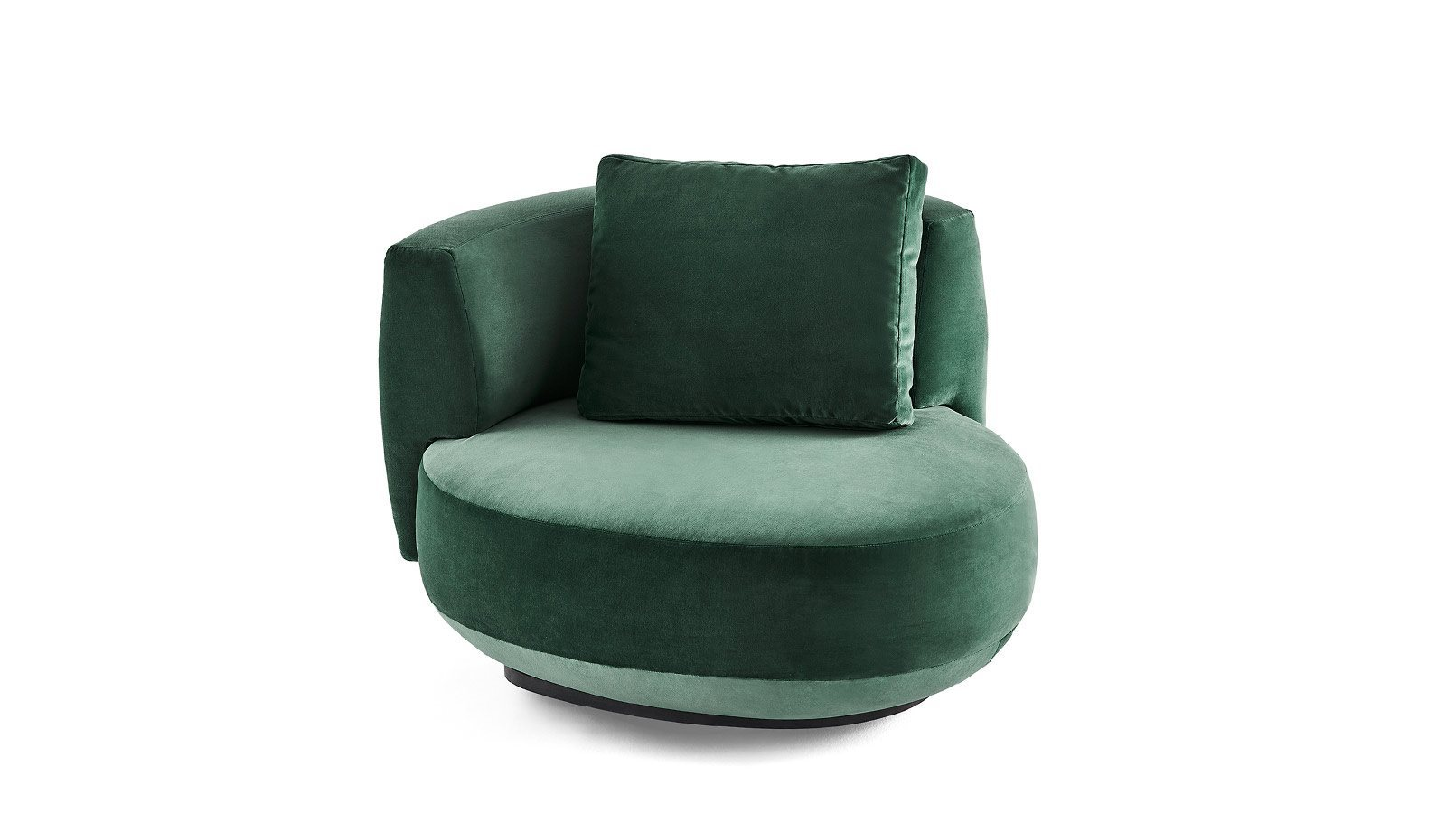 Emerald Velvet Swivel Accent Chair with Lumbar Pillow Modern Curved Design