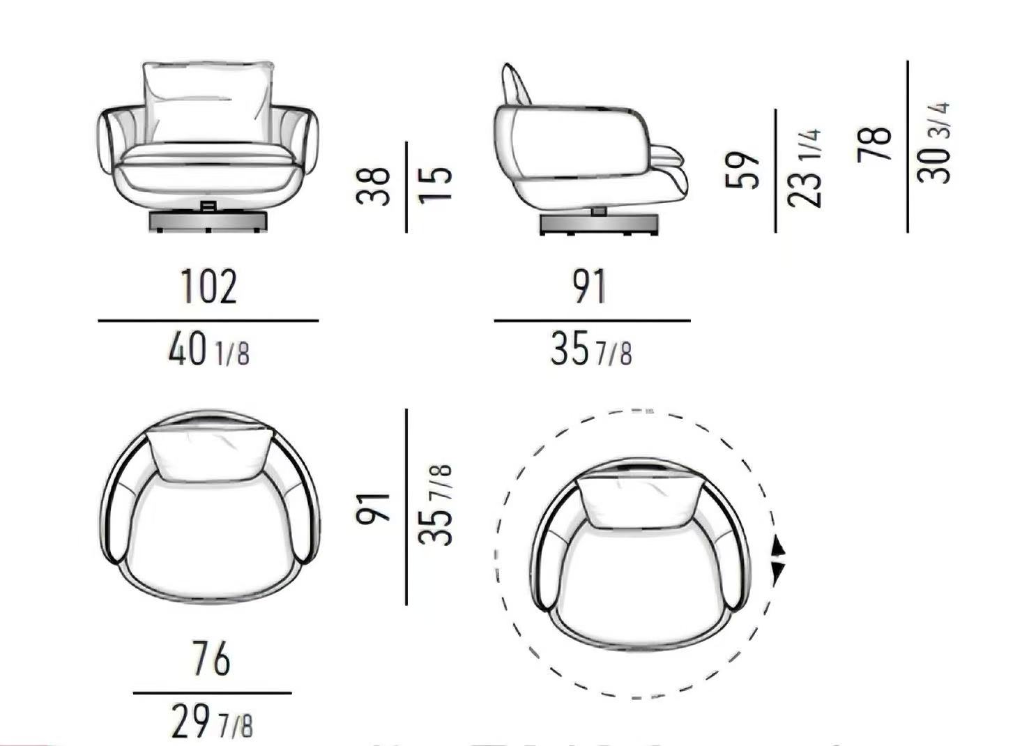 Modern Swivel Green Armchair with Temperature Sensitive Seat and Removable Upholstery