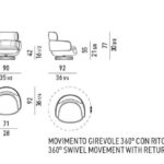 Modern Swivel White Armchair with headrest and Footstool Base