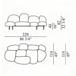 Plush Ecological Fur Sofa with Floating Powder Puff Cushions and Gellyfoam Comfort