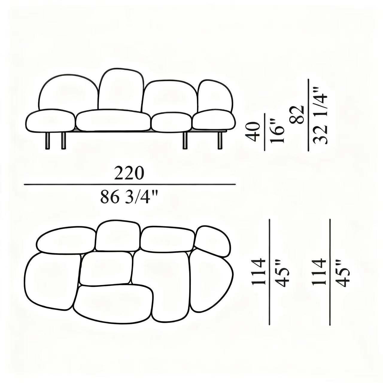 Plush Ecological Fur Sofa with Floating Powder Puff Cushions and Gellyfoam Comfort