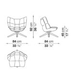 Soft Plush Wingback Swivel Armchair with Wood Base