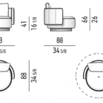Swivel Leather Black armchair with Slim Metal Base