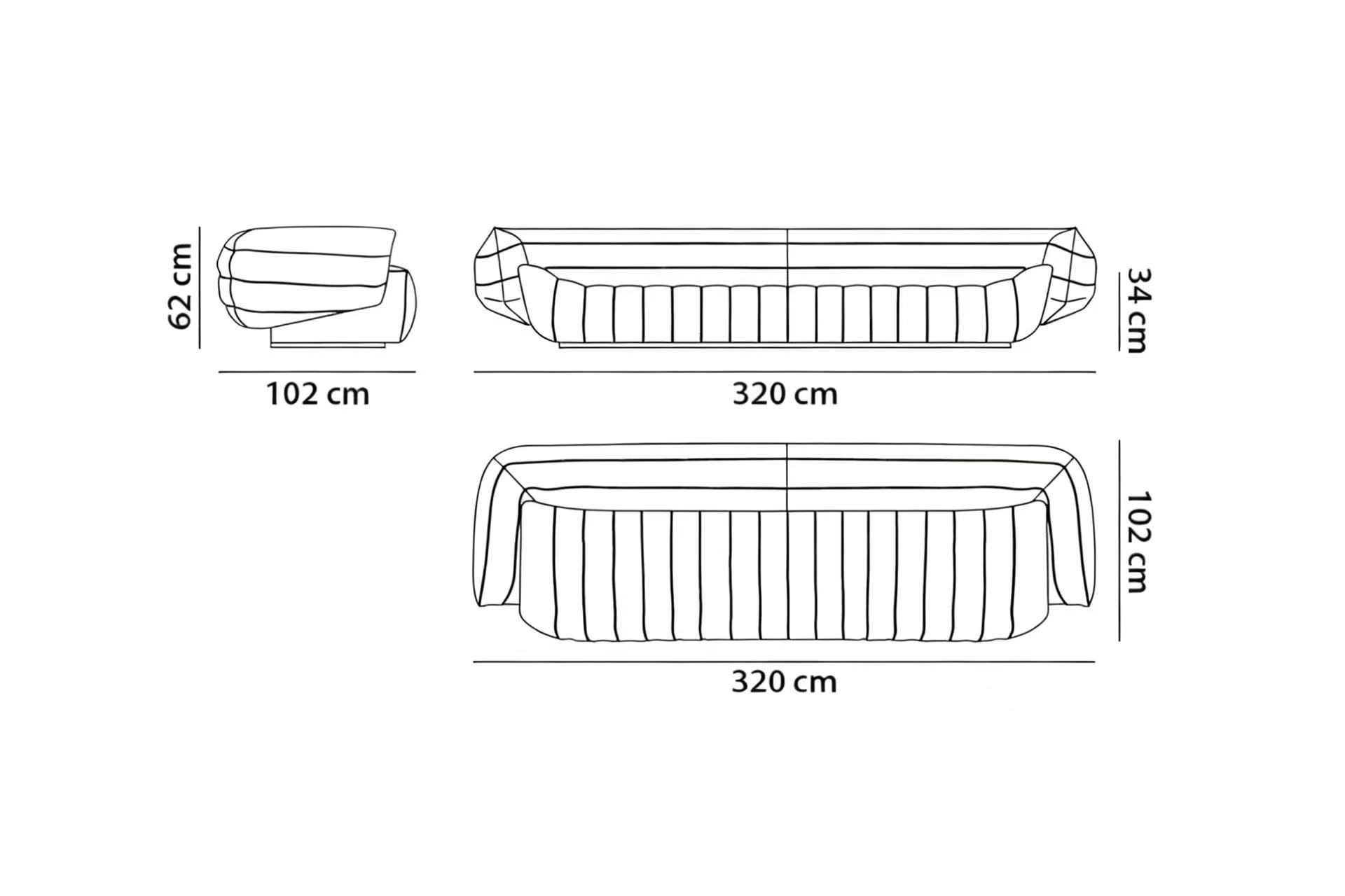 Sculptural Deconstructed Leather Sofa with Floating Elements and Artistic Quilting