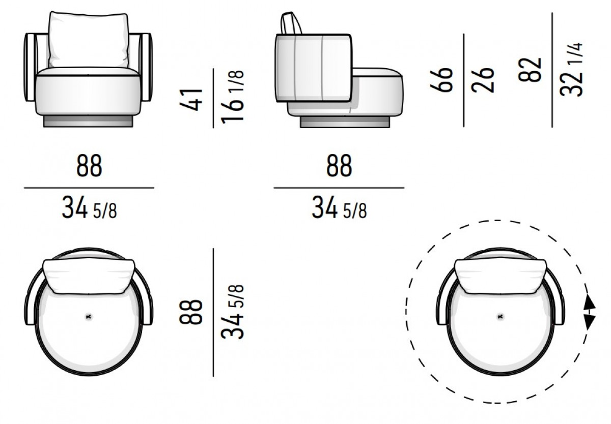 Swivel Leather Black armchair with Slim Metal Base