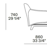 Leather Lounge Brown Armchair with Armrests Wooden Base