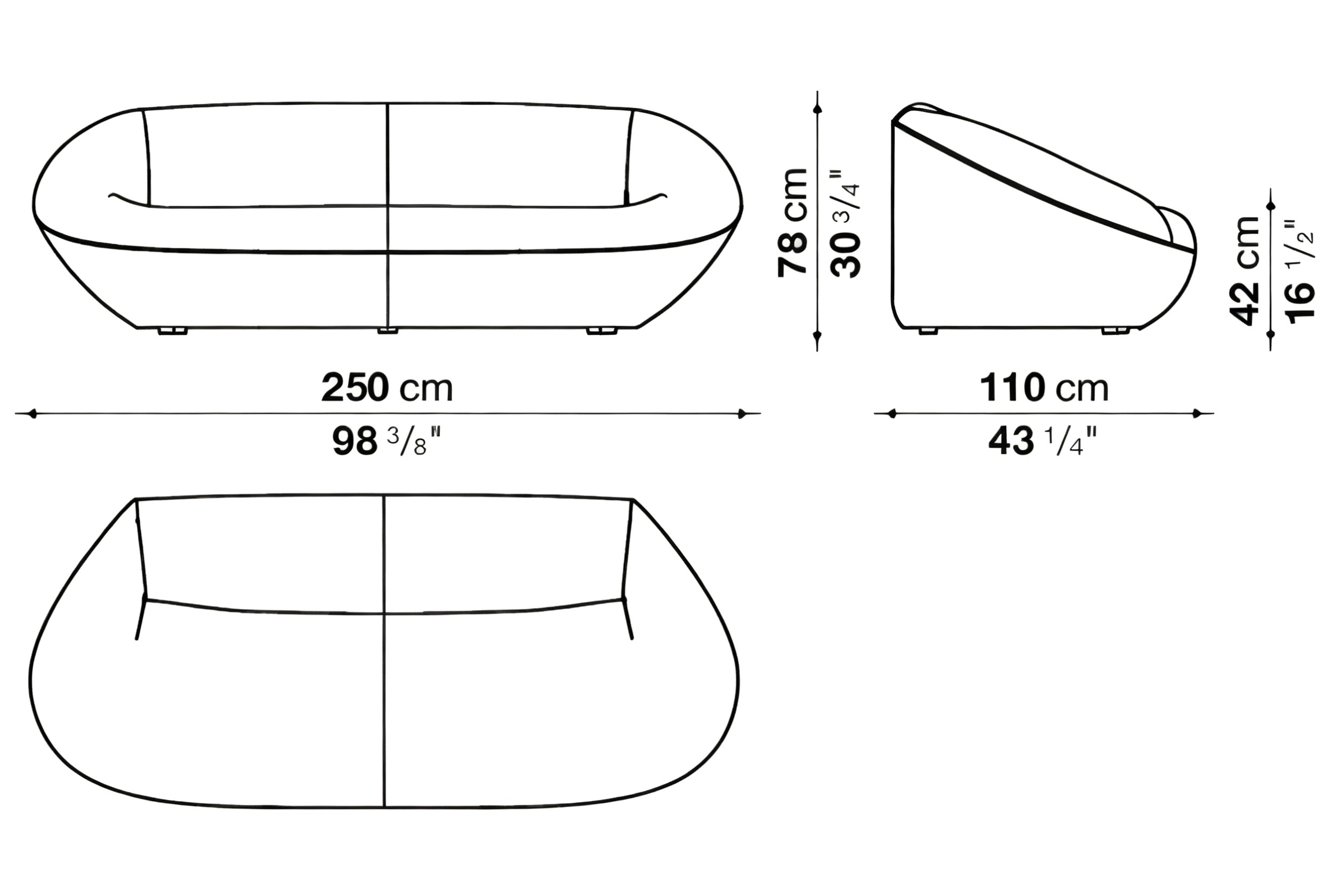 Modular Monolithic Sofa Eco Recycled Fabric Plush Pinched Stitch Design