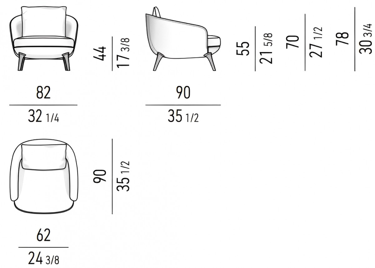 Luxury Leather Lounge Brown Armchair with Armrests