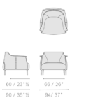 Armchair Upholstered in Brown Leather with Steel Frame in Gunmetal Grey Finish