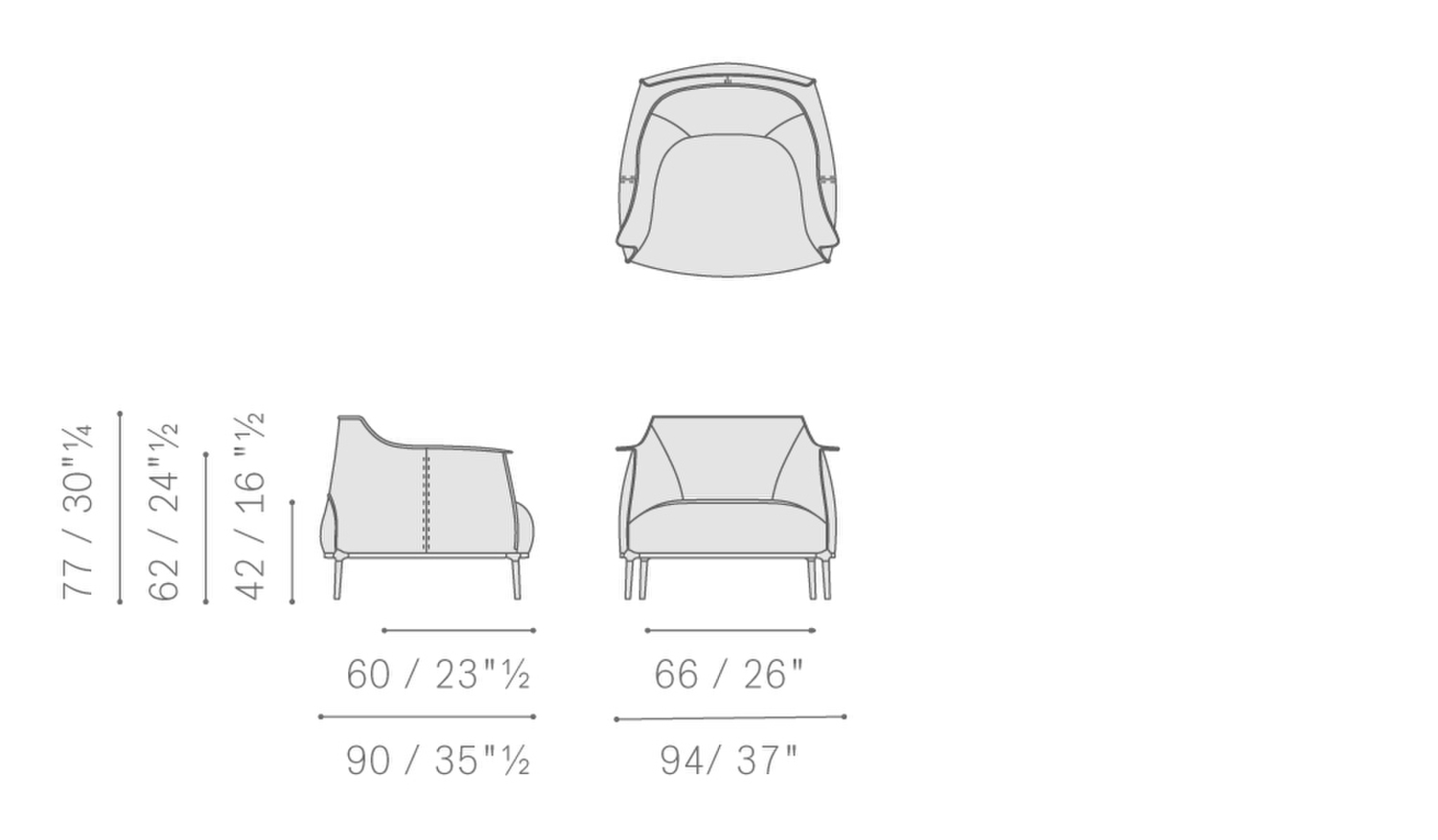 Armchair Upholstered in Brown Leather with Steel Frame in Gunmetal Grey Finish