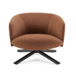 Curved Upholstered Swivel Armchair Linen Fabric Modern Comfortable Accent Chair