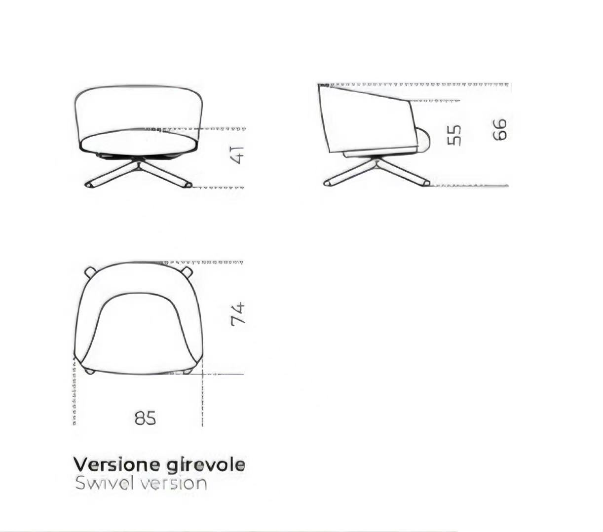 Curved Upholstered Swivel Armchair Linen Fabric Modern Comfortable Accent Chair