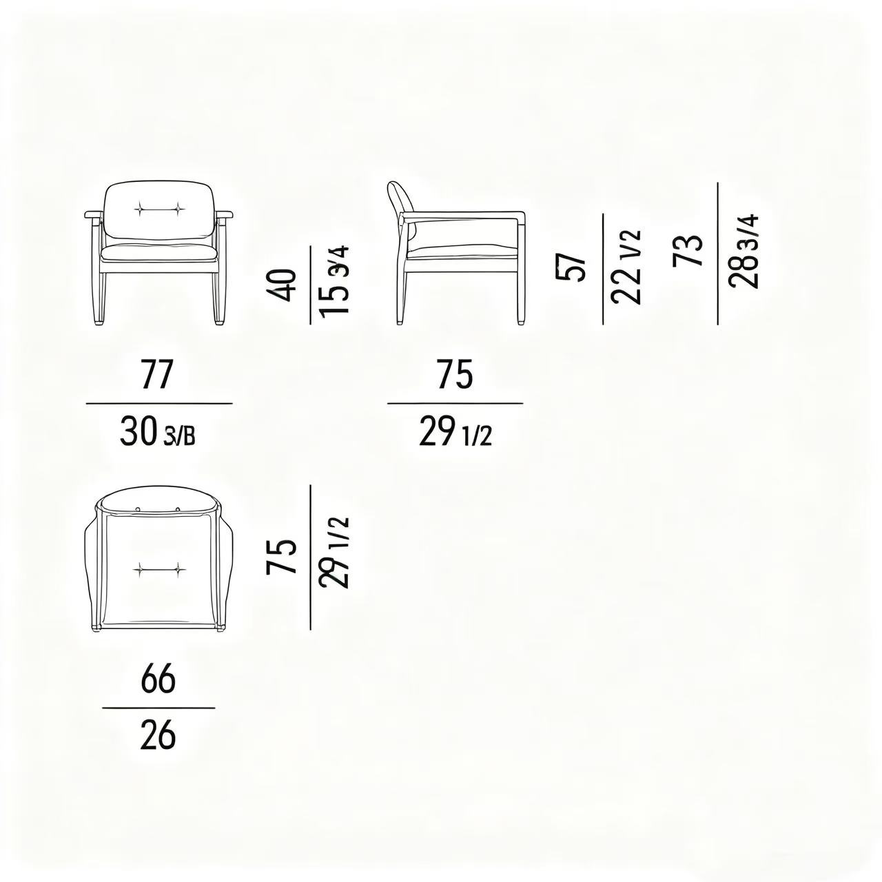 Sculpted Walnut Frame and Plush Channeled Cushioning Armchair with Footrest